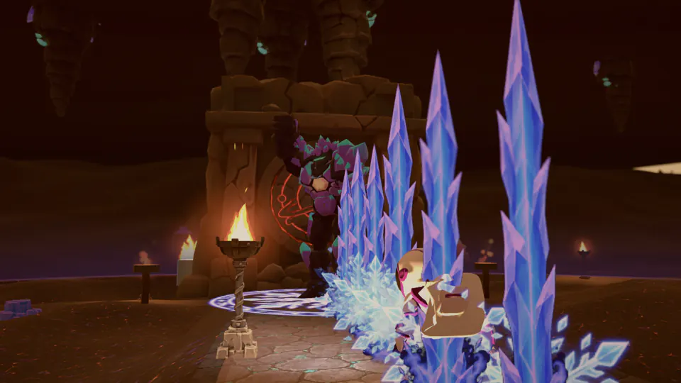 The Prism Warden raising crystal spears