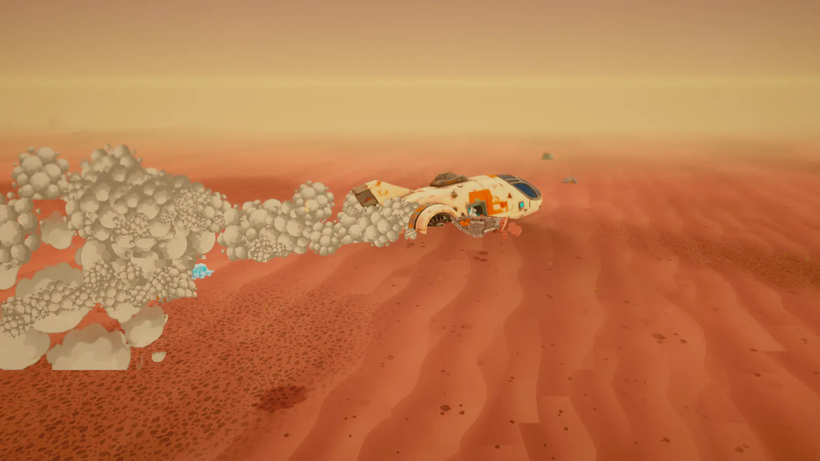The ship sliding across the Wreck Plains after impact